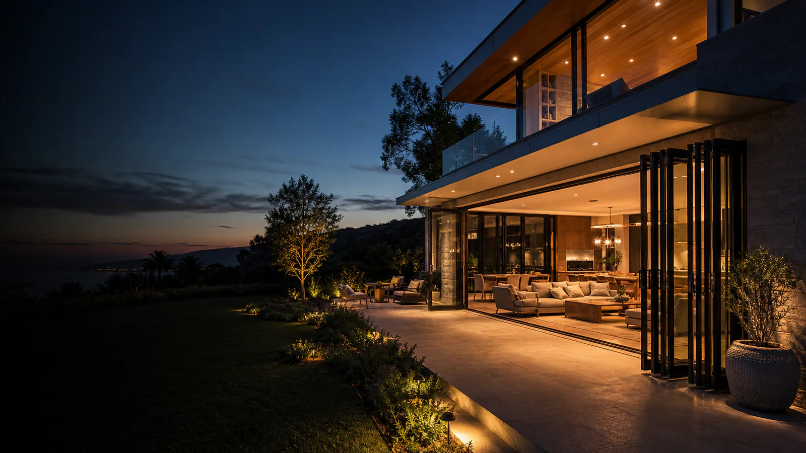 Modern dream home with folding glass walls for final CTA section