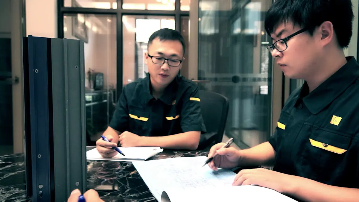 LIKI project team reviewing drawings and opening conditions